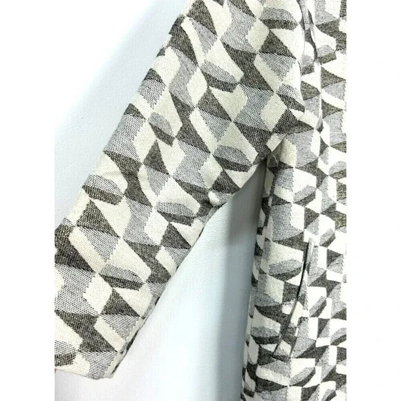 FRNCH Womens Open Jacket Metallic Ivory Silver Gold Medium Large Anthropologie - Picture 7 of 12